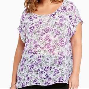 Torrid purple floral blouse with bow back. Size 2